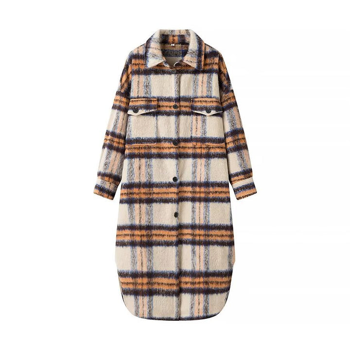 Manteau en laine surdimensionné à la mode pour femmes avec motif à carreaux Chic & Stil