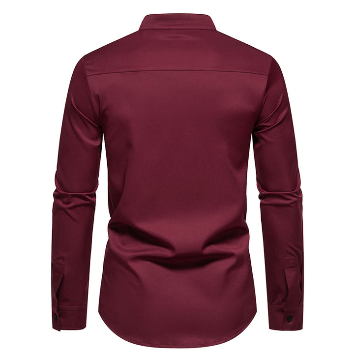 Elegant long sleeve shirt for men with a nice chic color block design