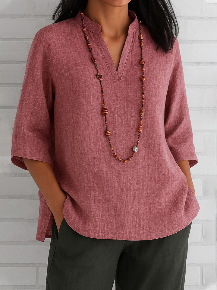 Casual blouse for women with V-neck and side pockets Lune London