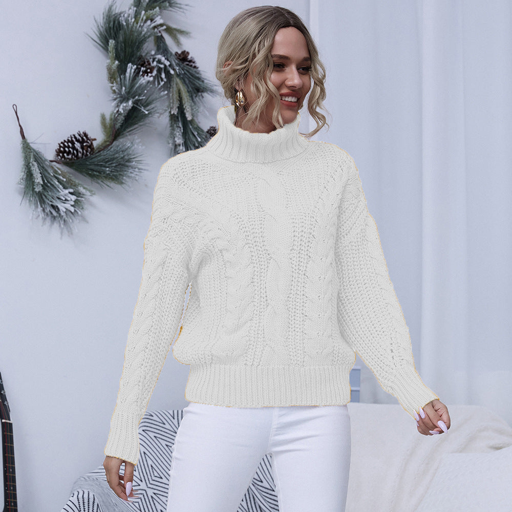 Ladies comfortable turtleneck sweater with high-quality twisted pattern Lune London