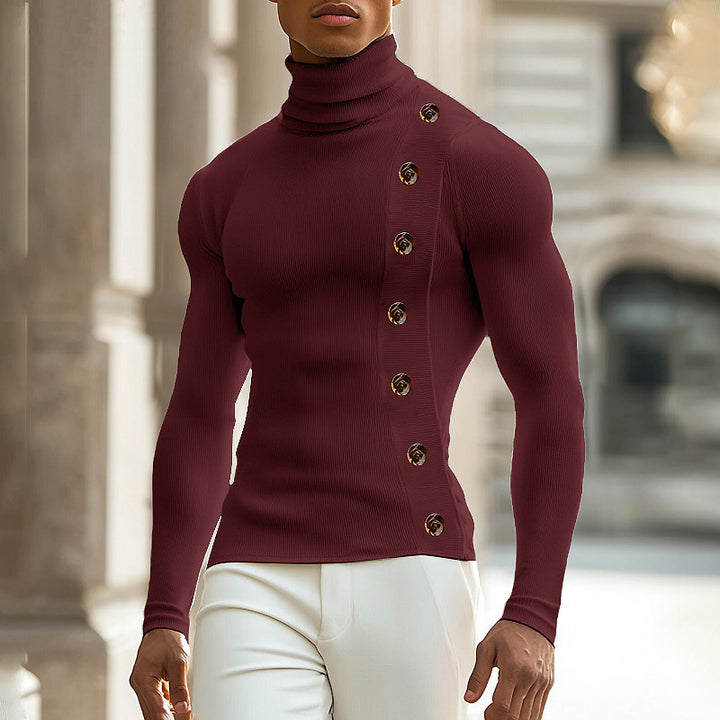 Women's long sleeve turtleneck sweater with button details Lune London