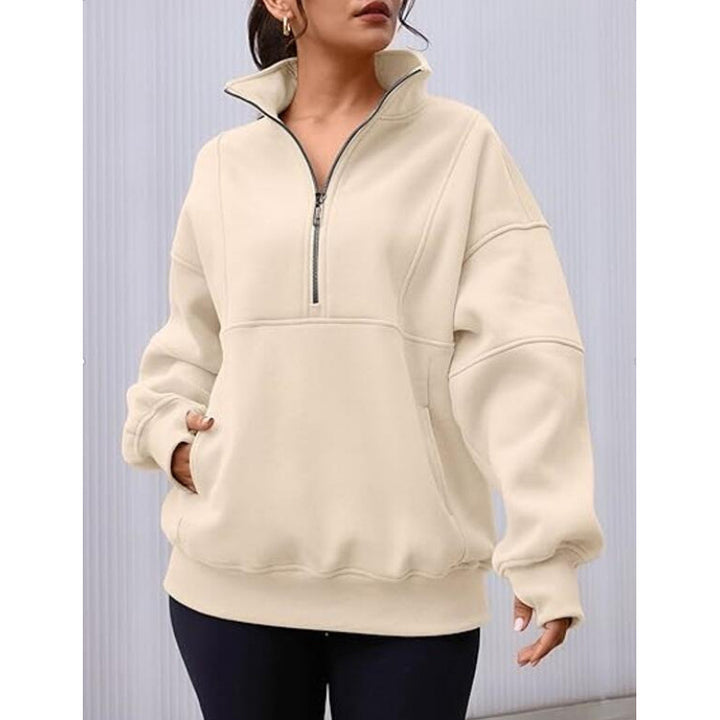 Women's sweatshirt with half-zip and oversized fit Lune London