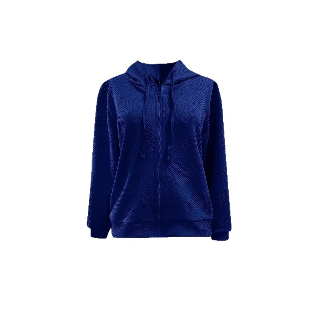 Veste à capuche sportive pour femmes avec design texturé et poches pratiques Chic & Stil