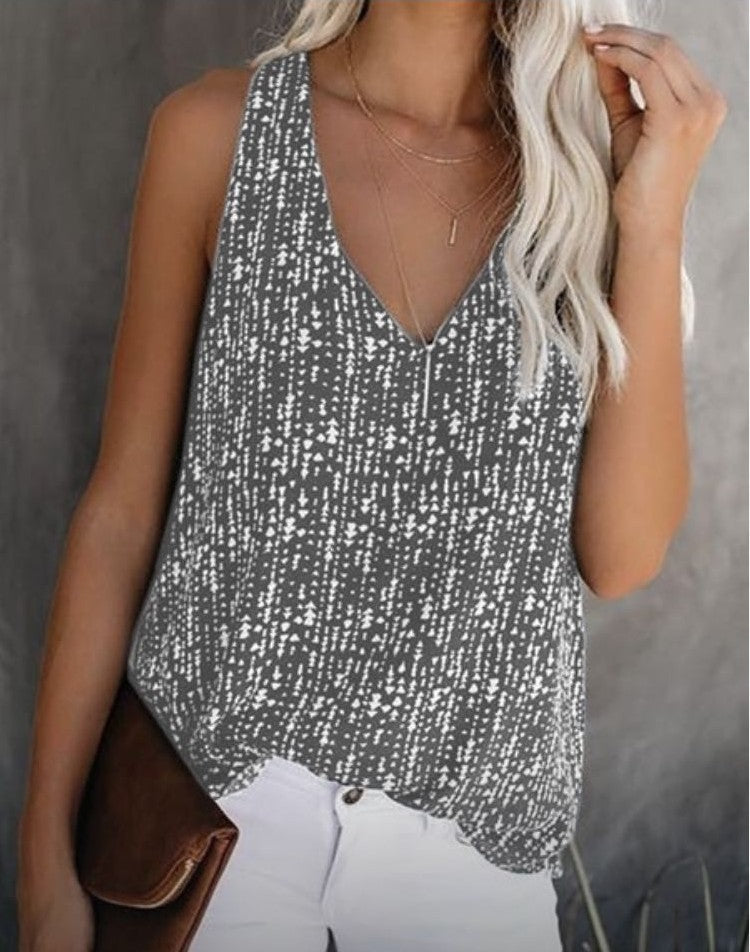 Casual V-neck tank top for women with fine pattern Lune London