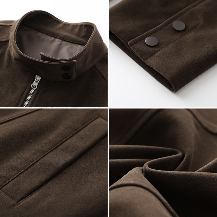 Men's soft synthetic leather leisure jacket with practical collar and zipper Lune London