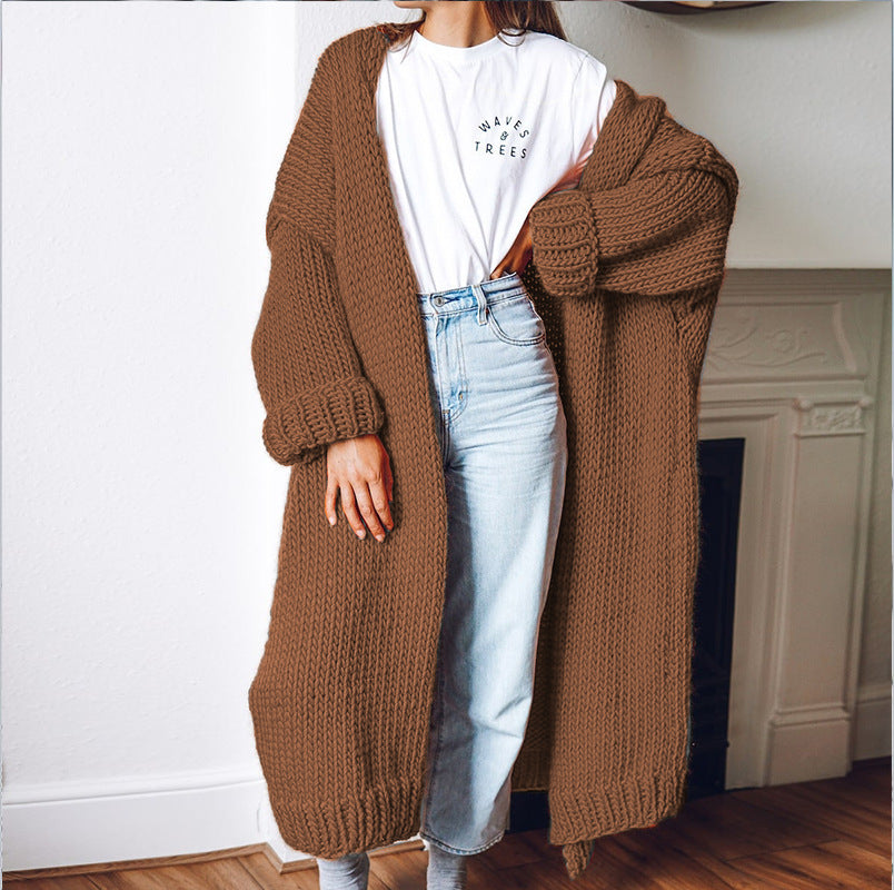 Cardigan pour femme en tricot épais avec une coupe surdimensionnée confortable et de grandes poches Chic & Stil