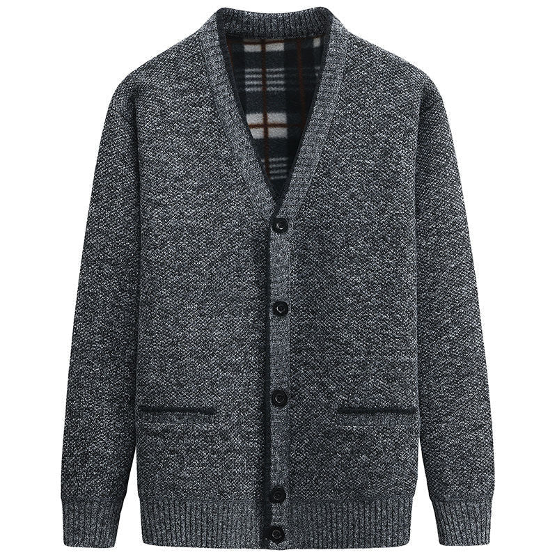 Men's cardigan with plaid lining and practical pockets Lune London