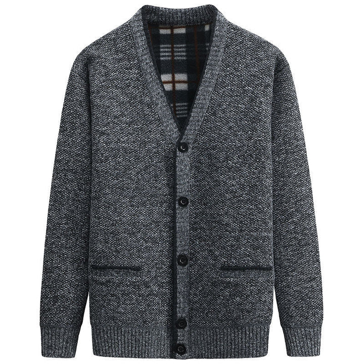 Men's cardigan with plaid lining and practical pockets Lune London