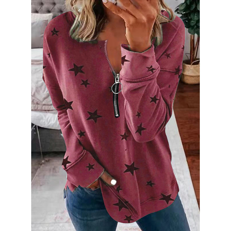 Women's hoodie with zip and star pattern Lune London