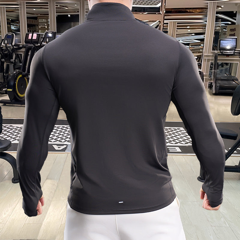 Men's Breathable Fitness Top with Short Zip Lune London