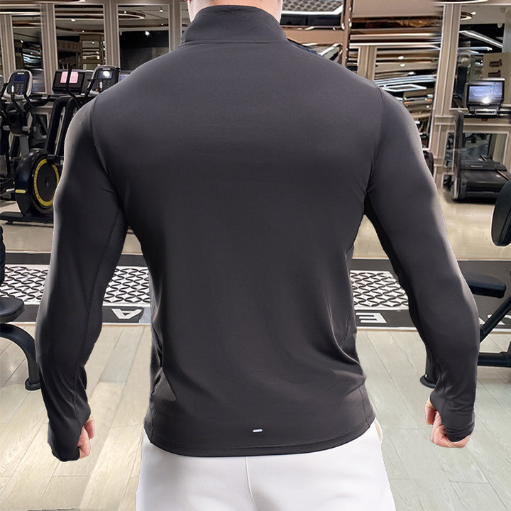 Men's Breathable Fitness Top with Short Zip Lune London