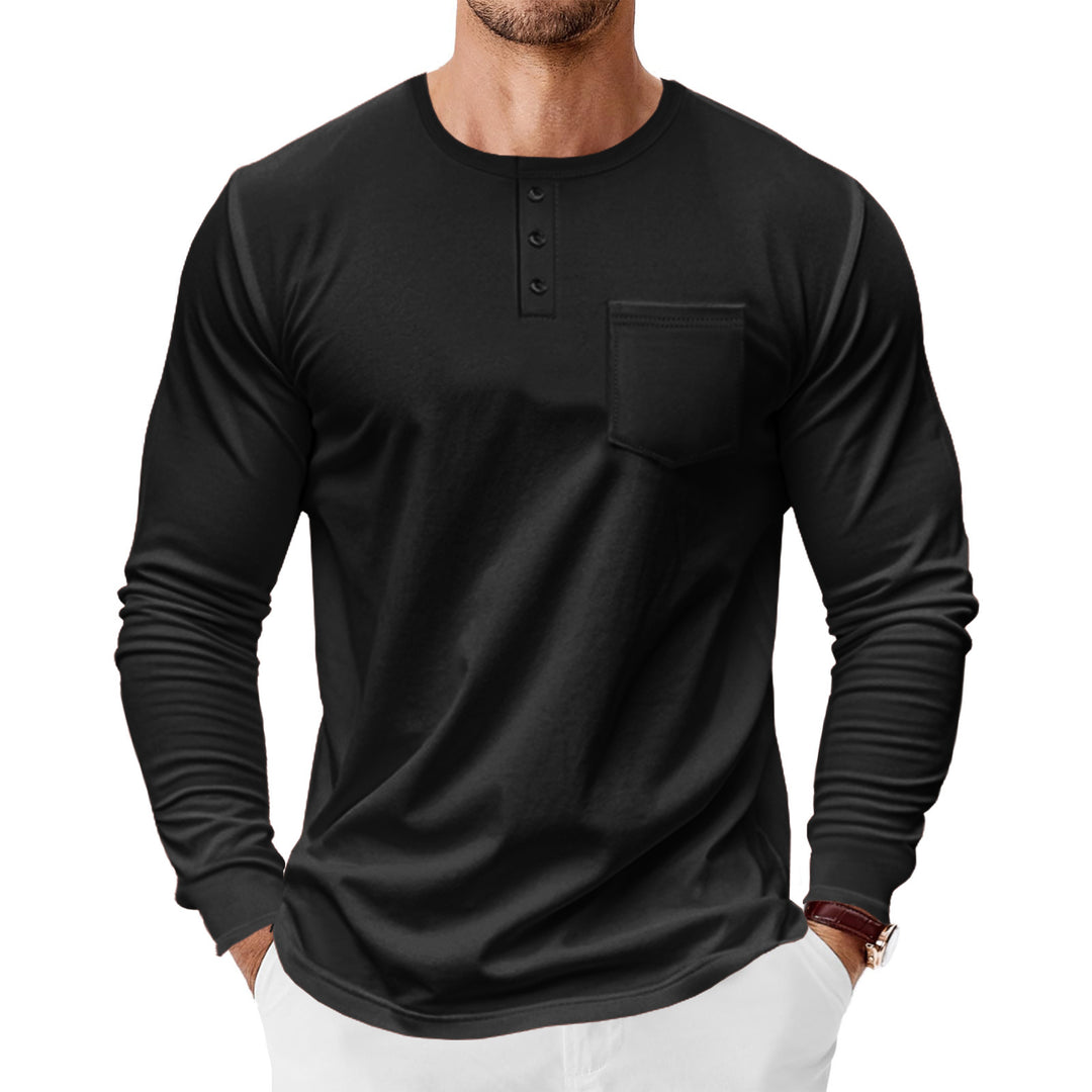 Men's long sleeve Henley shirt with trendy cut and practical chest pocket Lune London