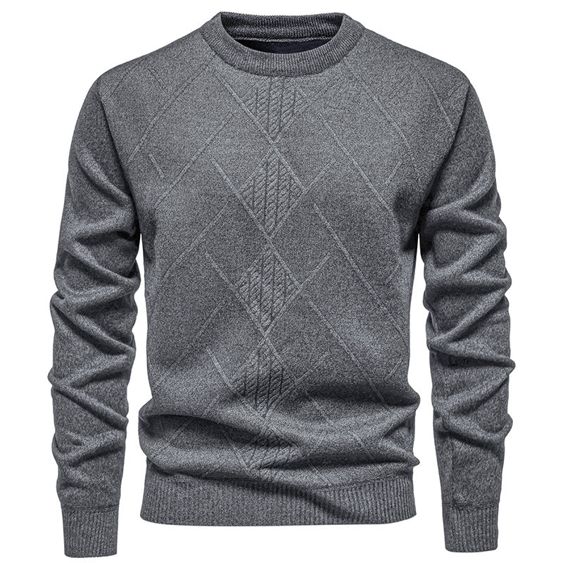Fine knit sweater for men with relief pattern and round neck Lune London