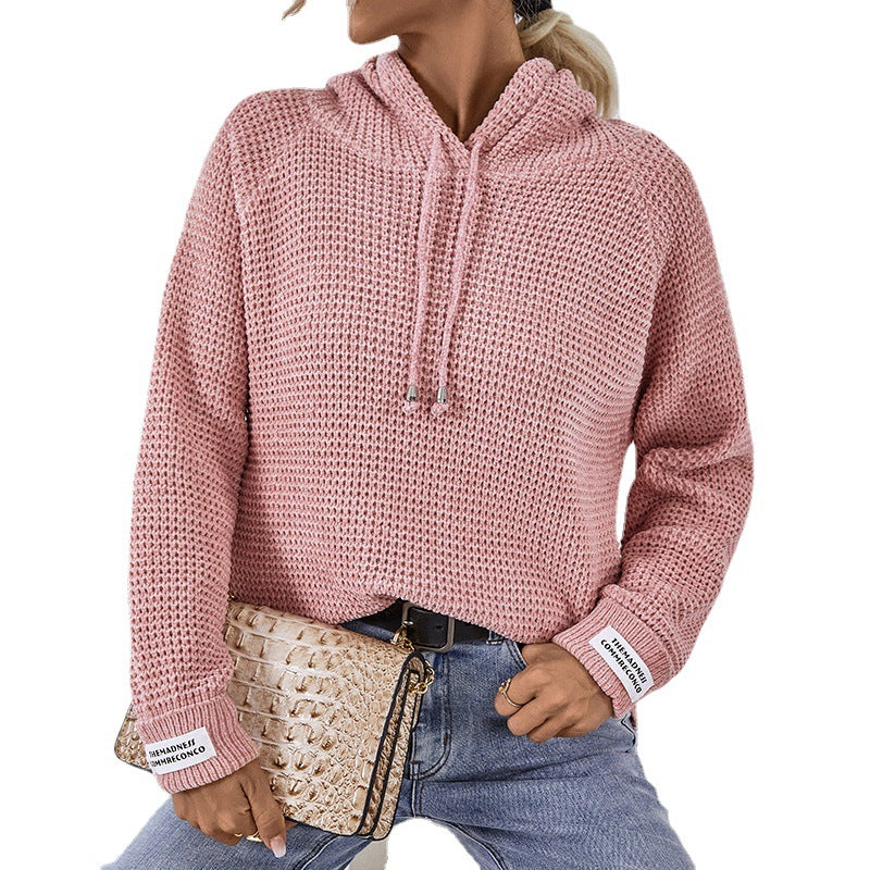 Comfortable hoodie for women with textured knit pattern and side slits Lune London