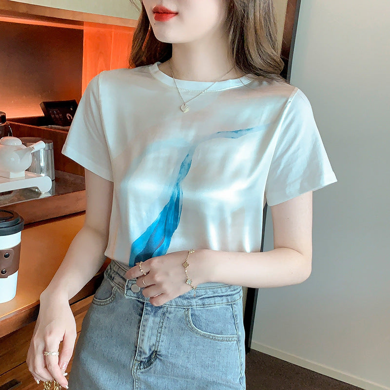 T-shirt pour femmes avec imprimé aquarelle créatif et coupe décontractée Chic & Stil