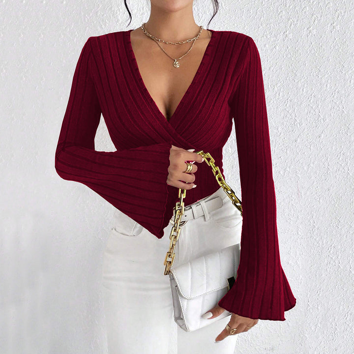 Chemise à manches longues pour femmes avec design enroulé et manches volumineuses Chic & Stil