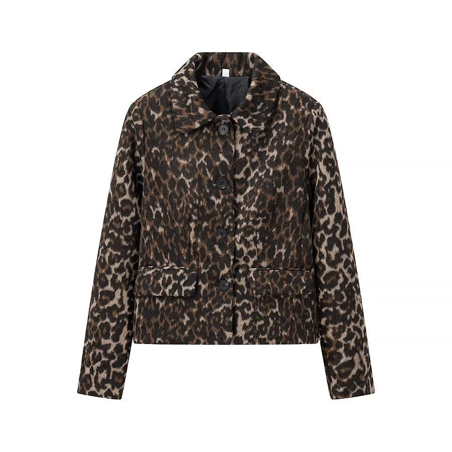 Manteau court féminin à la mode avec motif léopard Chic & Stil