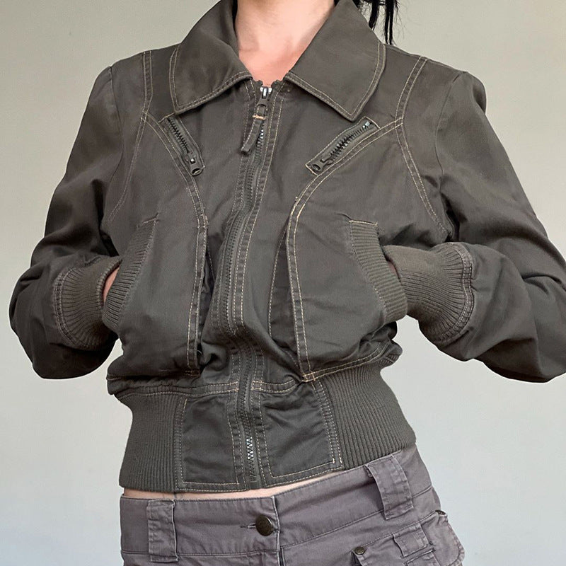 Cropped women's jacket with zipper and convenient pockets Lune London