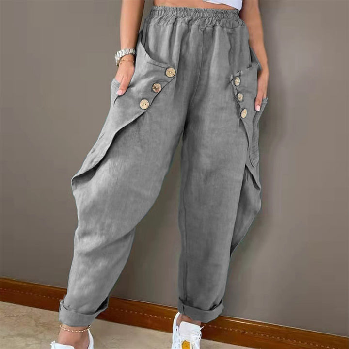 Ladies casual culotte with decorative button details Lune London