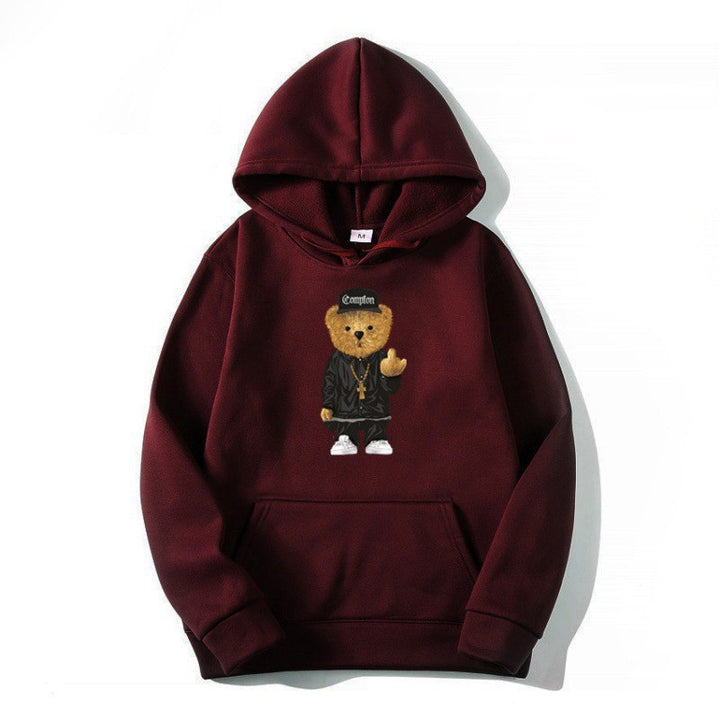 Women’s hoodie with artistic bear design and kangaroo pocket Chic & Stil