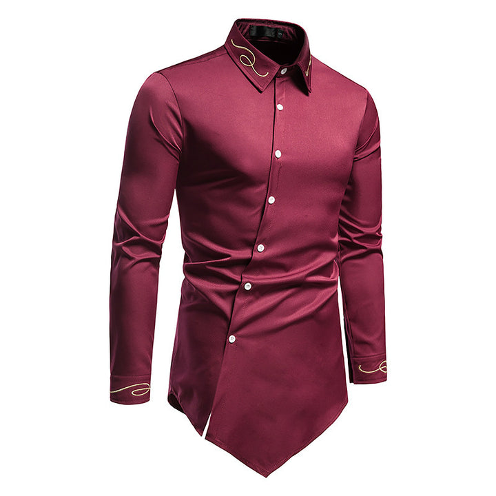 Men's Long Sleeve Shirt with Avant-Garde Design and Asymmetric Hem Chic and Style