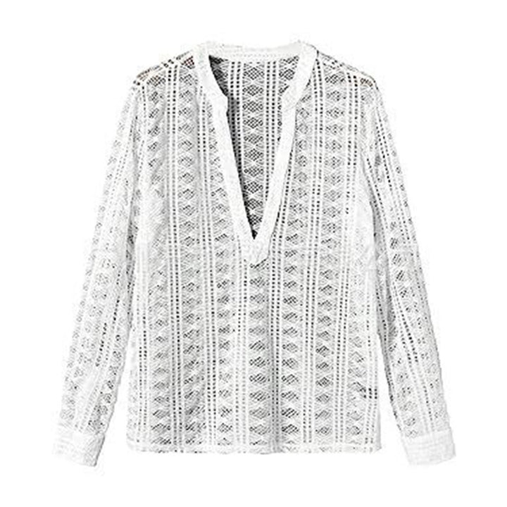 Long blouse with transparent sleeves for women in lightweight material Lune London