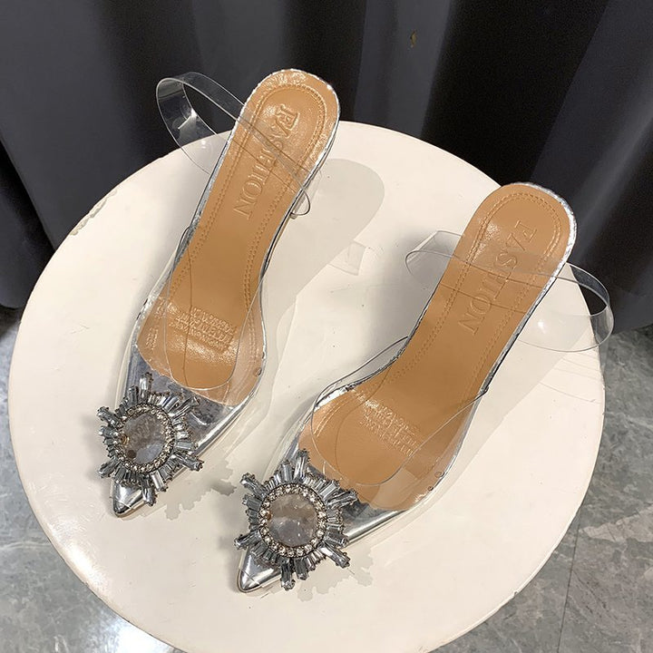 Women's Elegant Heels with Transparent Material and Sparkling Jewelry Detail Lune London