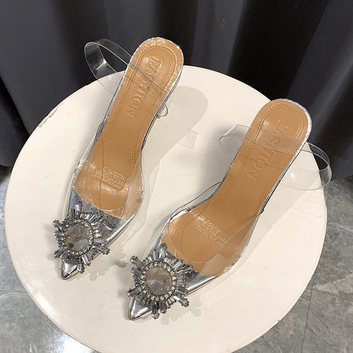 Women's Elegant Heels with Transparent Material and Sparkling Jewelry Detail Lune London