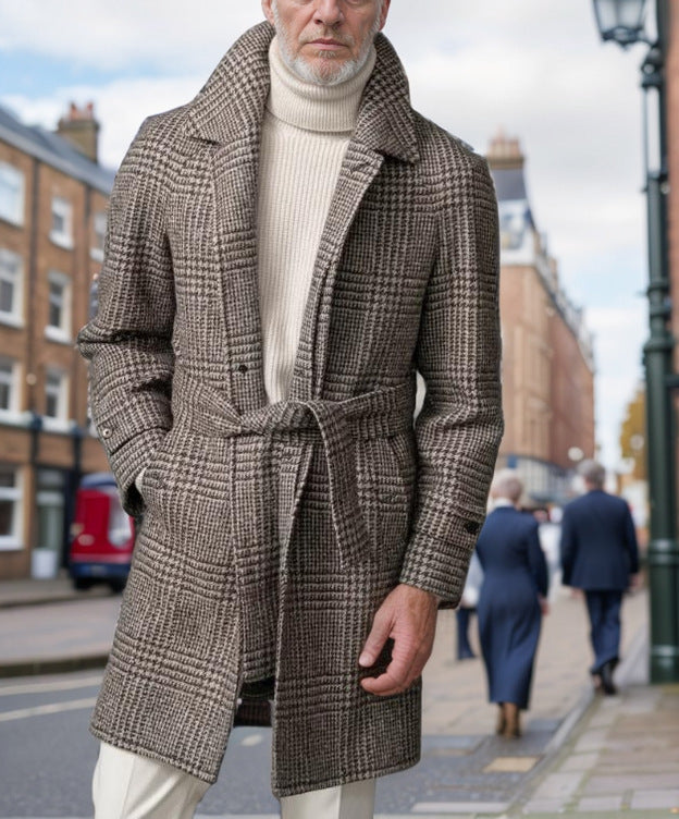 Elegant and warm coat for men with belt Lune London