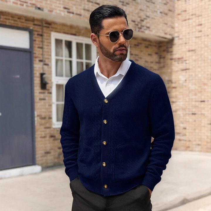Men's knit jacket with modern details and practical pockets Lune London