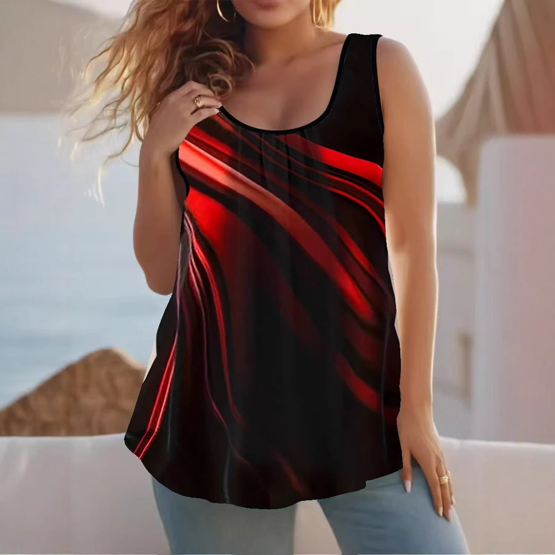 Ladies Elegant Sleeveless Top with Modern Wave Design Lune London