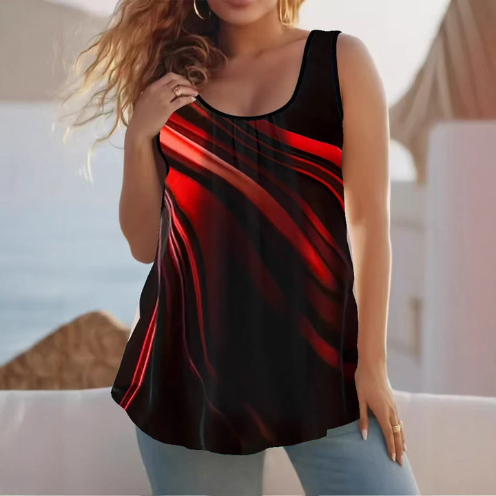 Ladies Elegant Sleeveless Top with Modern Wave Design Lune London