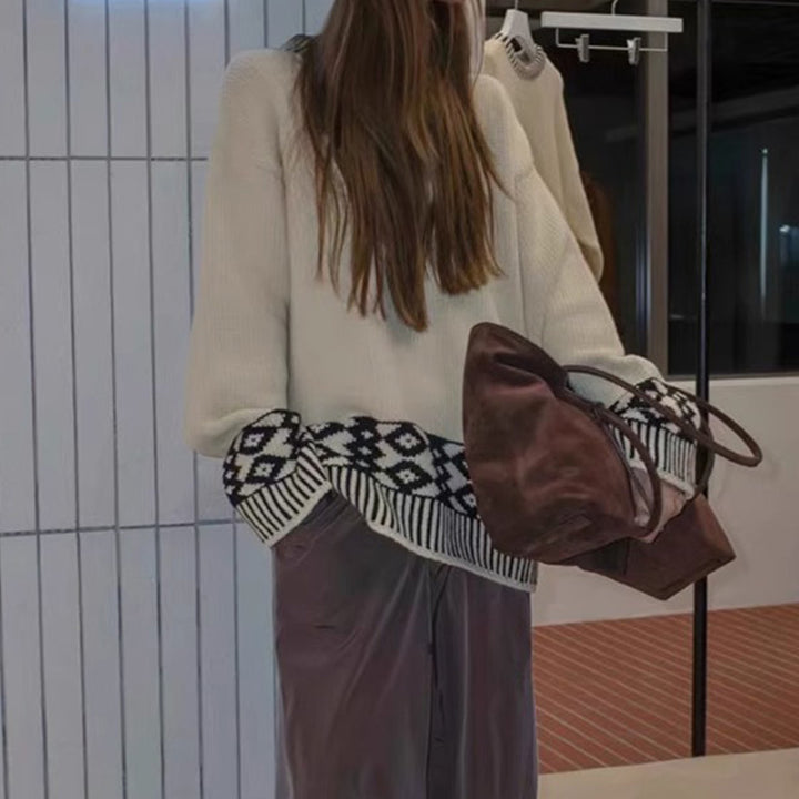 Pull surdimensionné en tricot pour femme avec un motif frappant Chic & Stil