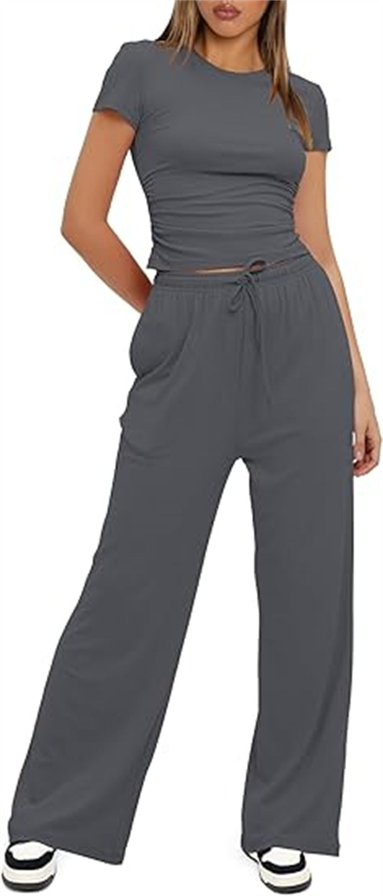 Casual set for women with crop top and wide pants Lune London