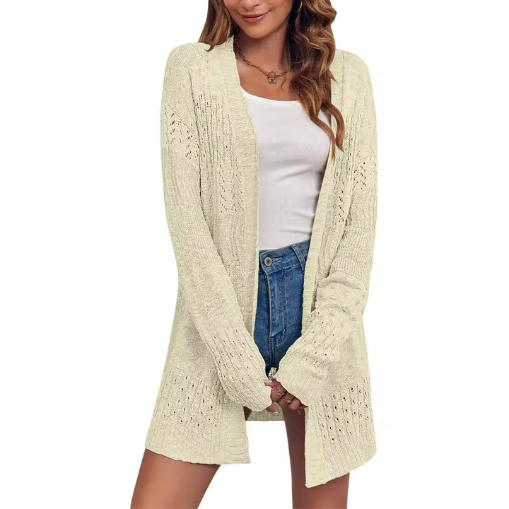 Knit jacket for women with airy openwork pattern structure Lune London
