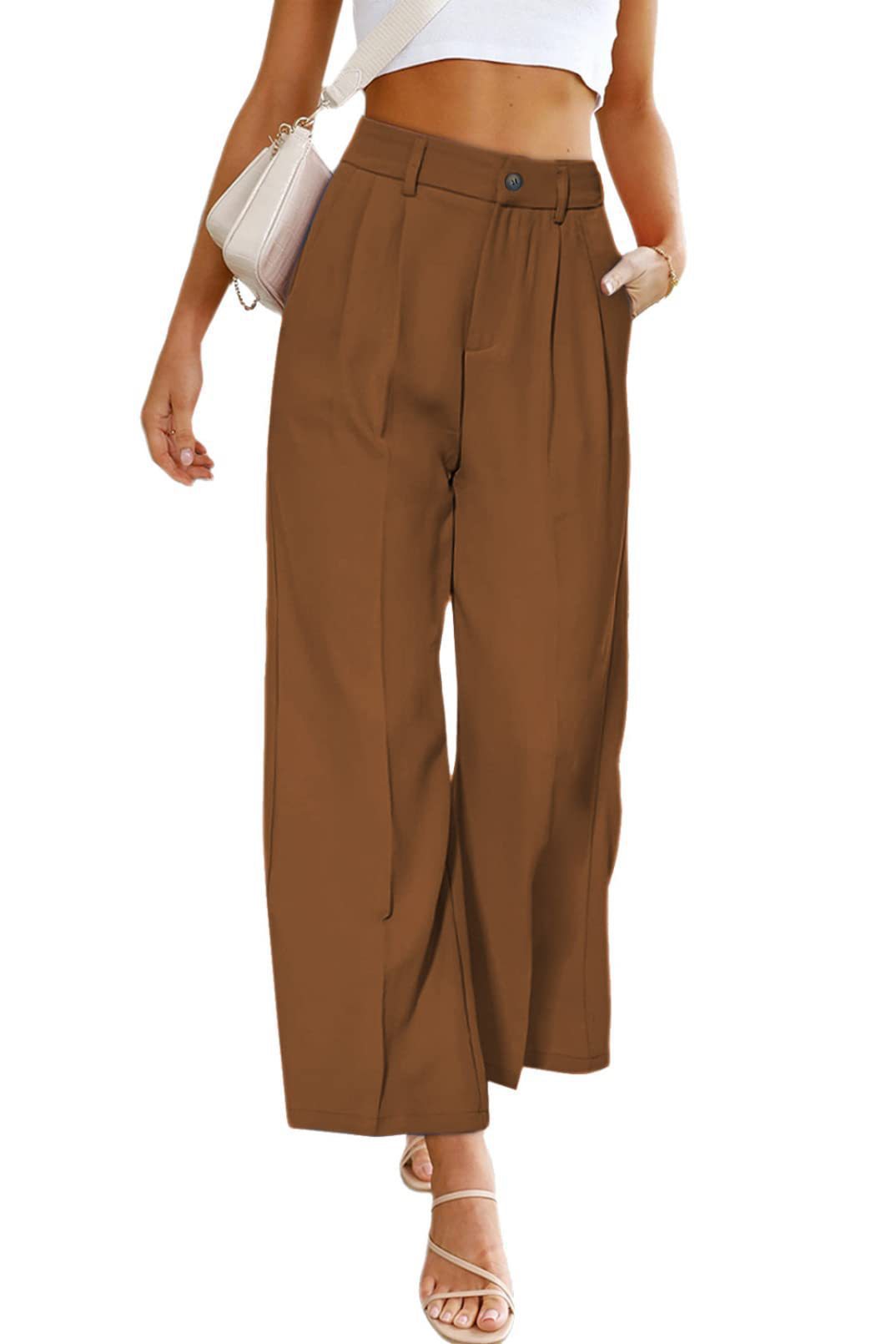 High-waisted wide leg trousers for women with pleats Lune London