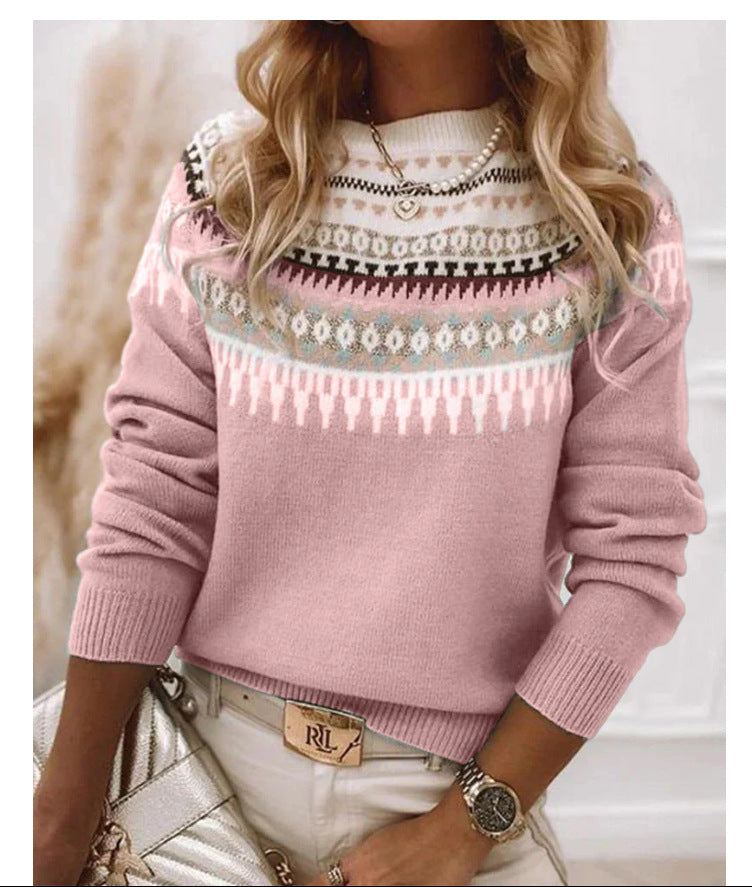 Pull féminin en design tricot scandinave avec motif ludique Chic & Stil