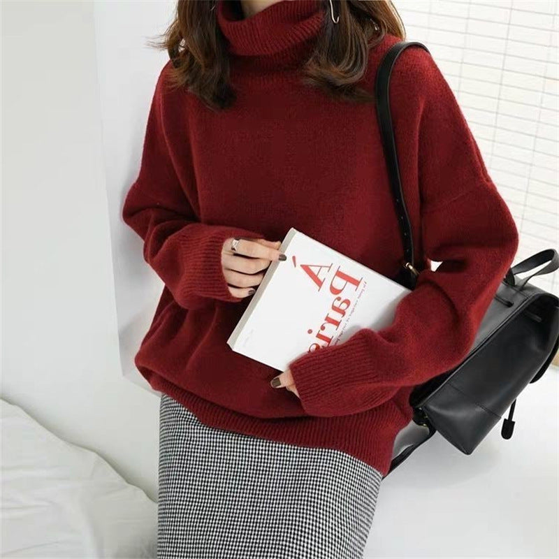 Women Oversized High Neck Sweater with Puffed Sleeves Lune London