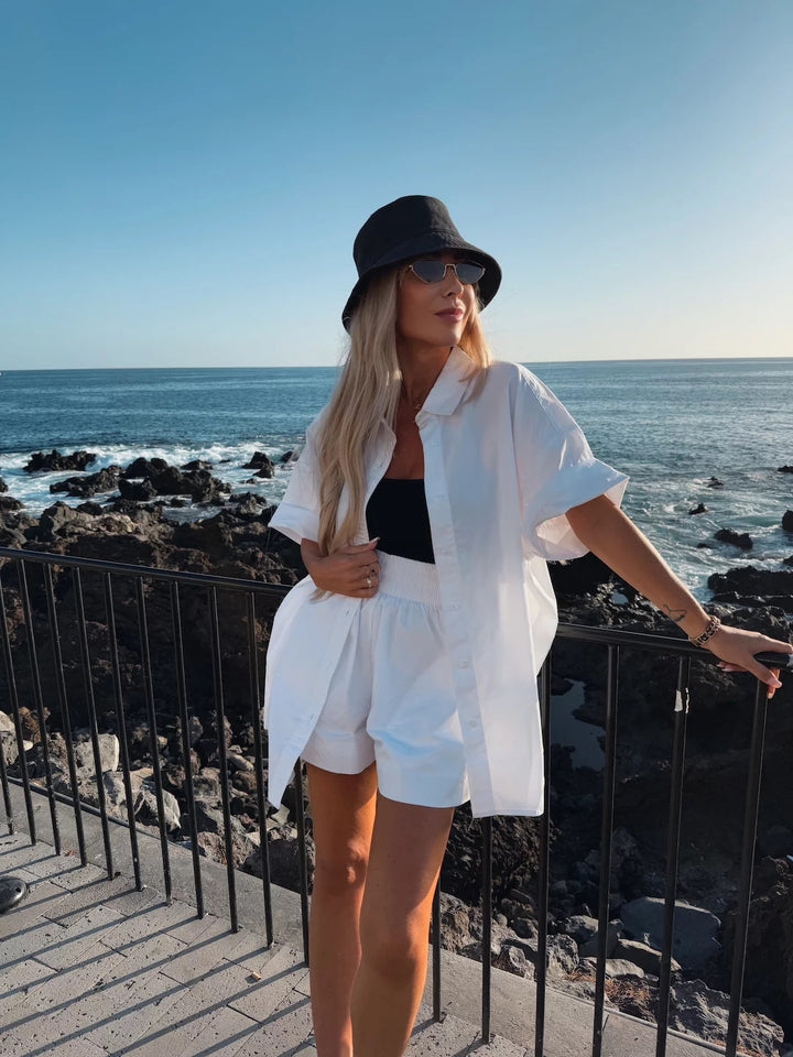 Casual short sleeve blouse and shorts set for women Lune London