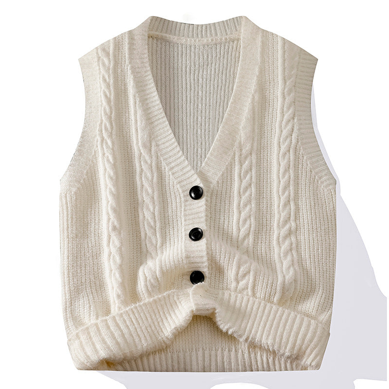 Knitted cardigan for women with button placket and flared arm openings Lune London
