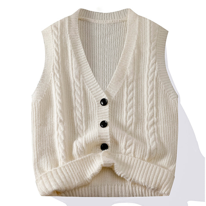Knitted cardigan for women with button placket and flared arm openings Lune London
