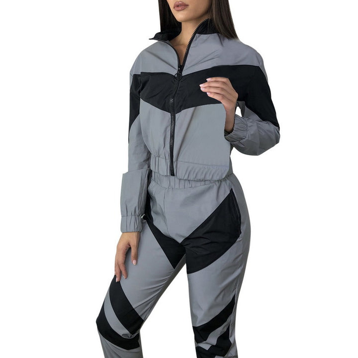 Ensemble de survêtement pour femmes avec un design à blocs de couleur tendance et une taille élastique Chic & Stil