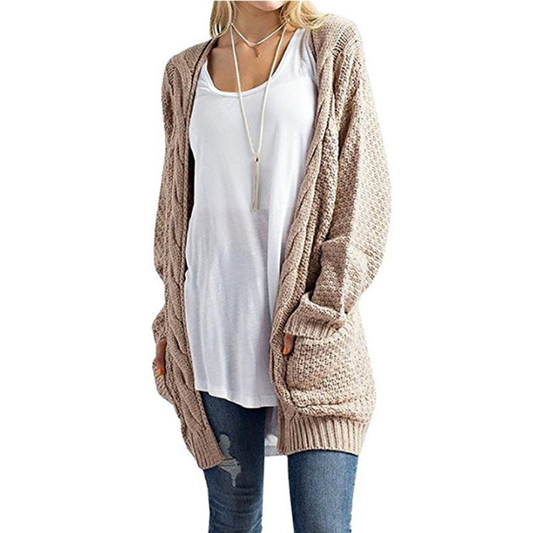 Women's knit jacket with pockets and detailed cable pattern structure Lune London