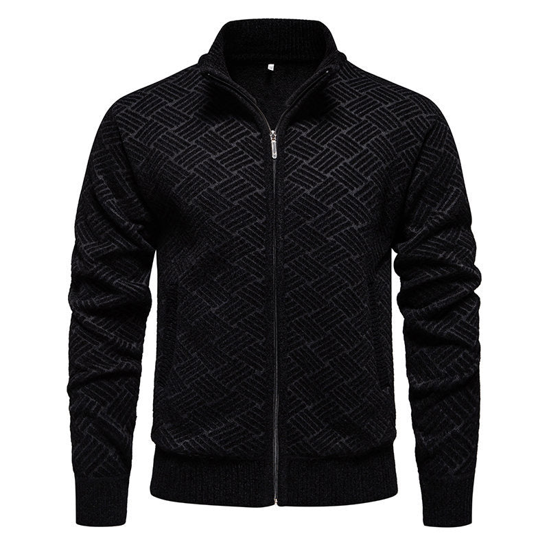 Trendy cardigan jacket for men with high collar and zipper Lune London