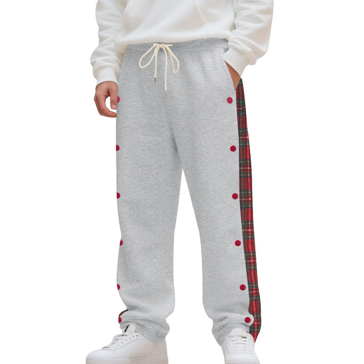 Lune London men's casual jogger pants with checked side stripe