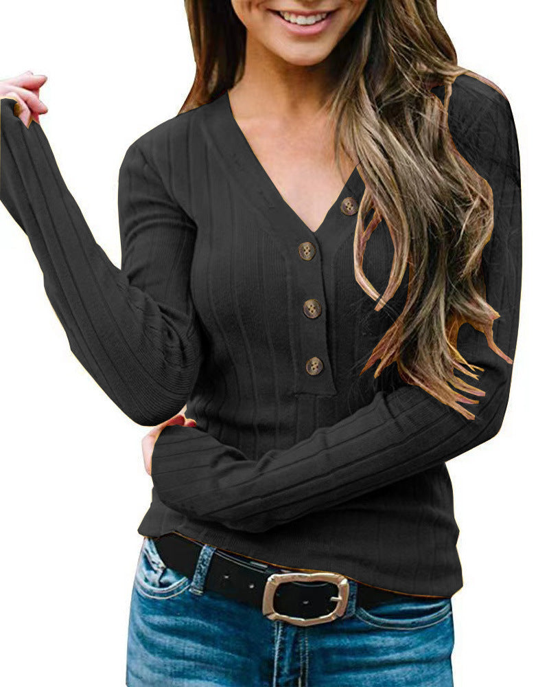 Long sleeve women's pullover with button closure Lune London
