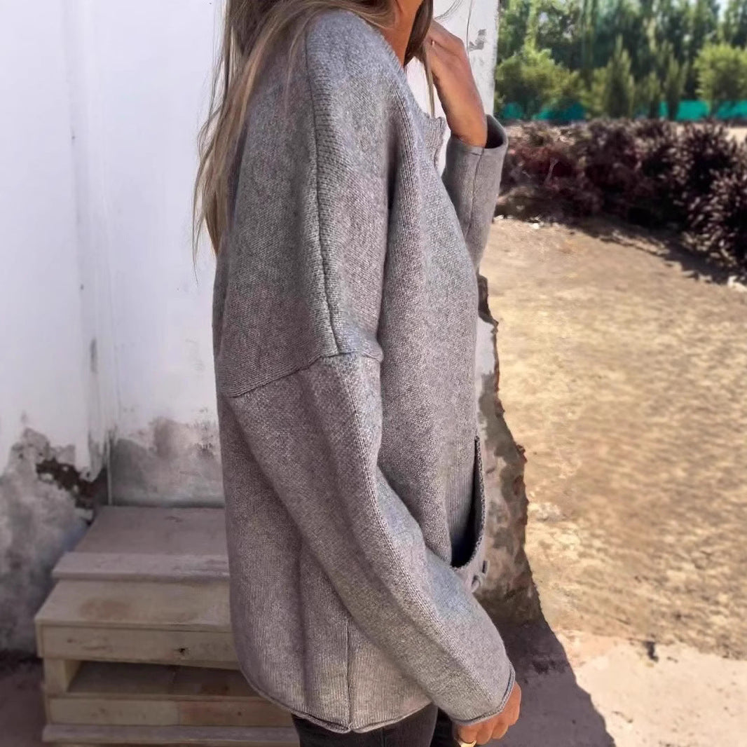 Women casual knit sweater with hidden zipper Lune London