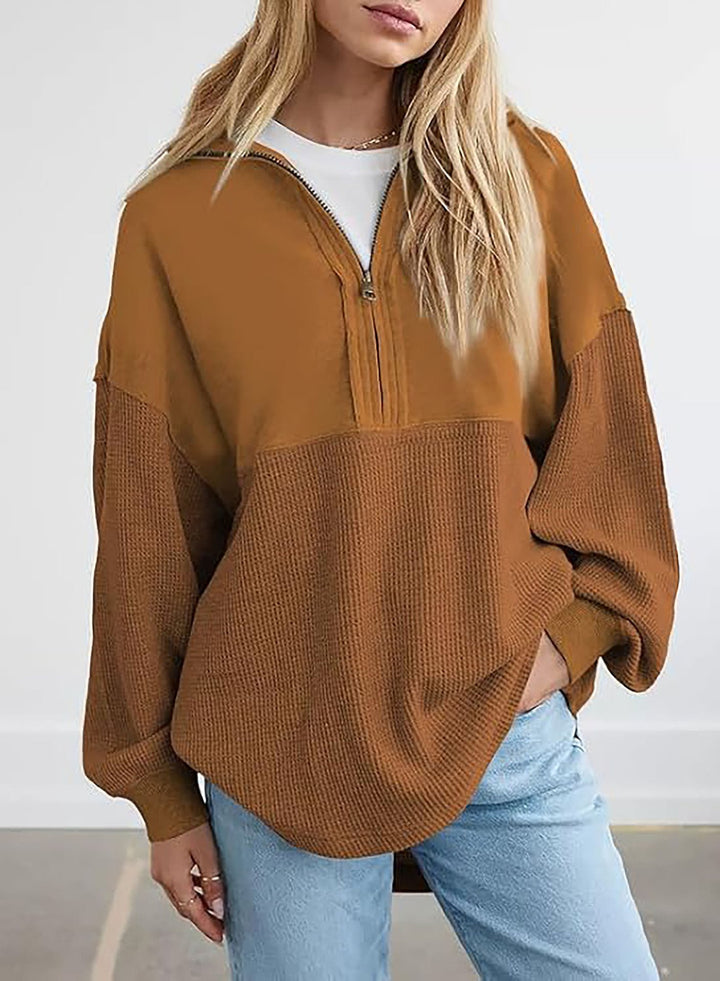 Women's casual sweatshirt with high collar and textured design Lune London