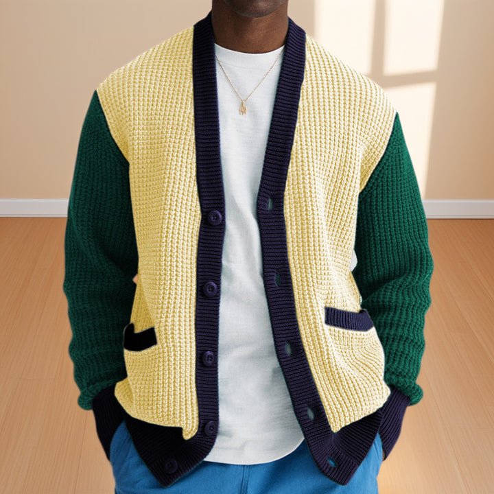 Men's knit jacket with contrasting colors and practical pockets Lune London