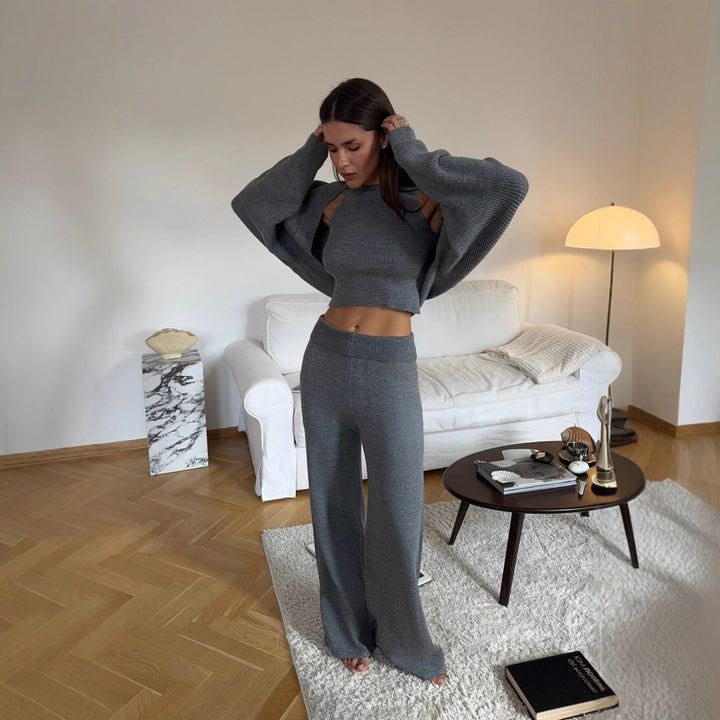Ensemble de lounge en tricot pour femmes avec pantalon ample et pull ample Chic & Stil